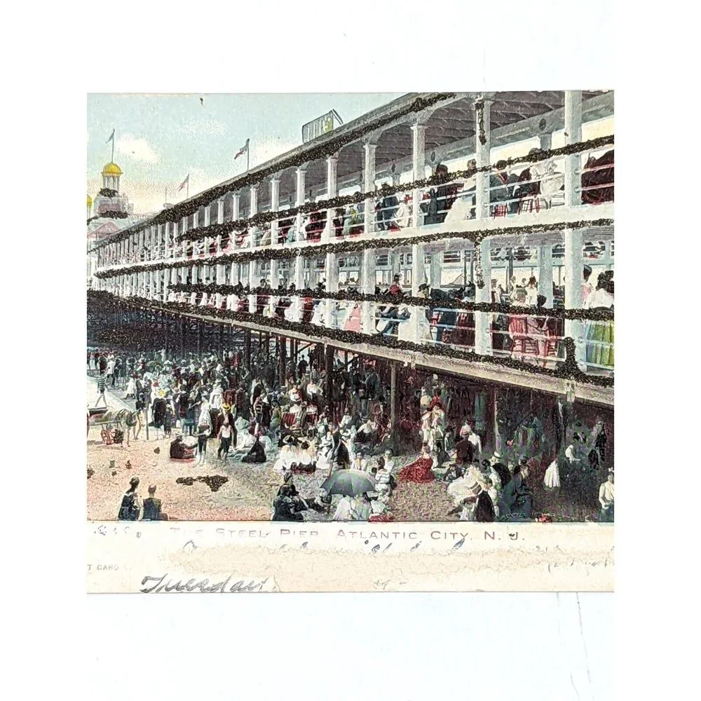 Vintage Postcard Illustrated The Steel Pier Atlantic City New‎ Jersey NJ 1900s